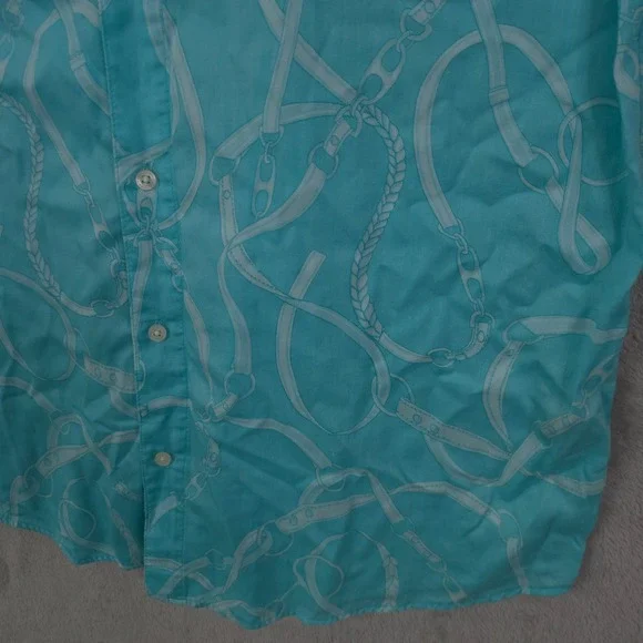 Lauren Ralph Lauren Button Up Shirt Dress Long Sleeve Top Crest Geometric Large - Picture 5 of 15